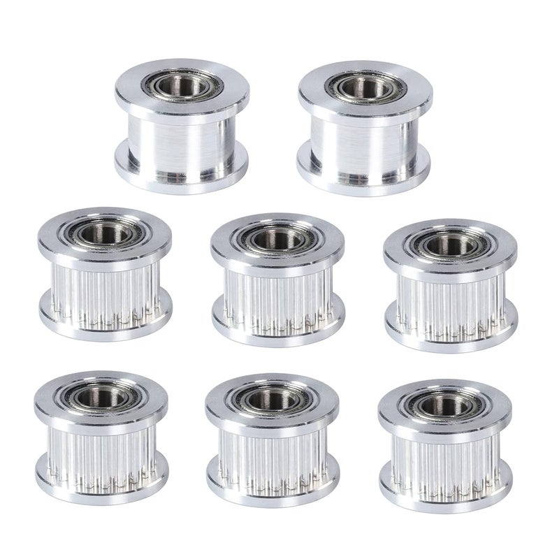 DODOBEI 8-Pack OD15mm 20T GT2 Idler Pulleys Kit Timing Belt Wheel 20 Teeth 5mm Bore 2GT Pulley Compatible with VzBoT 3D Printer CNC Machine Parts for 6mm Width Belt (5mm, 2pcs Smooth+6pcs Toothed) - Image 1
